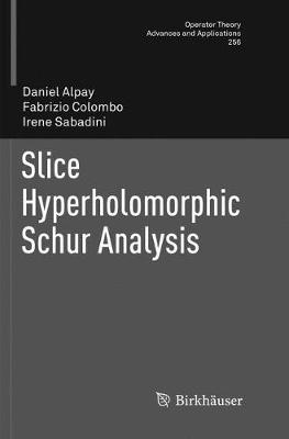 Slice Hyperholomorphic Schur Analysis Softcover reprint of the original 1st ed. 2016
