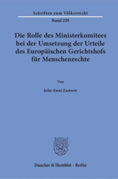Die Rolle Des Ministerkomitees Bei Der Umsetzung Der Urteile Des  Europaischen Gerichtshofs Fur Menschenrechte