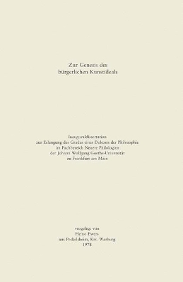 Zur Genesis des bÃ¼rgerlichen Kunstideals
