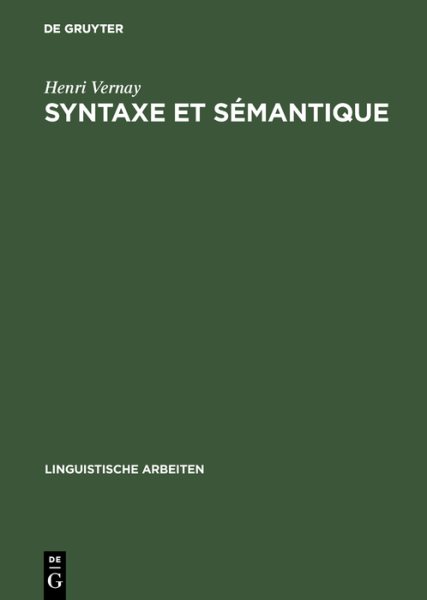 Syntaxe et sémantique Reprint 2017 ed.