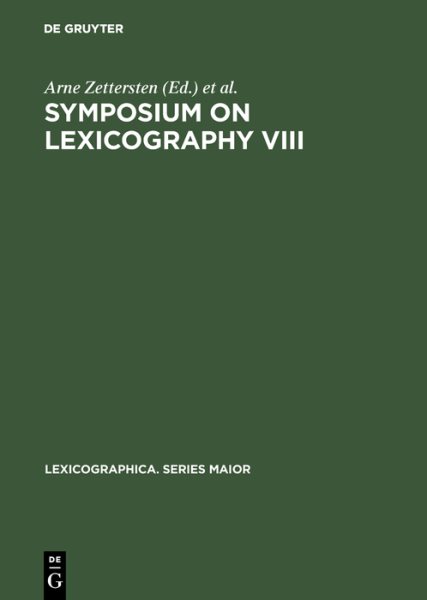 Symposium on Lexicography VIII Reprint 2017 ed.