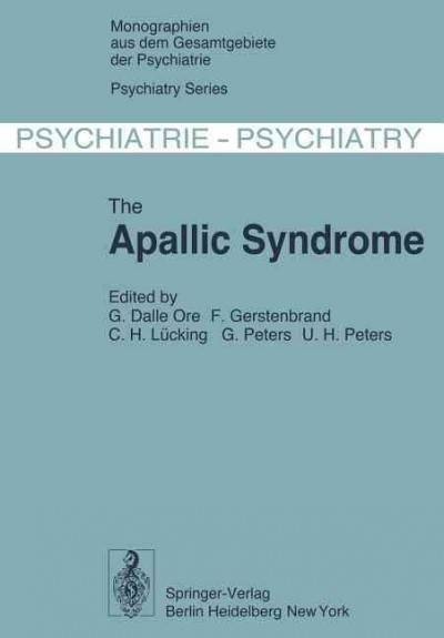 Apallic Syndrome Softcover reprint of the original 1st ed. 1977