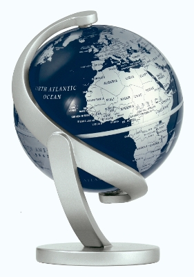 World Globe 10cm: Compact, desk top world globe by Stellanova in Blue and Silver