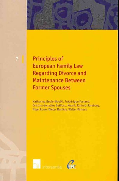 Principles of European Family Law Regarding Divorce and Maintenance Between  Former Spouses