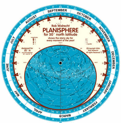 Planisphere for 50 Degrees North Latitude: Shows the Starry Sky for Every Moment of the Year