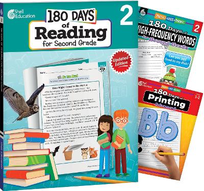 180 Days: Reading, High-Frequency Words, & Printing Grade 2: 3-Book Set: Practice, Assess, Diagnose