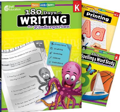180 Days: Writing, Spelling, & Printing Grade K: 3-Book Set: Practice, Assess, Diagnose