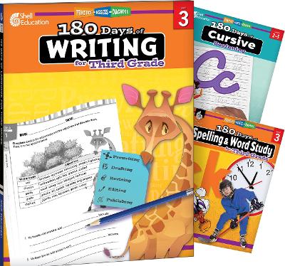 180 Days: Writing, Spelling, & Cursive Grade 3: 3-Book Set: Practice, Assess, Diagnose