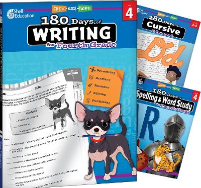 180 Days: Writing, Spelling, & Cursive Grade 4: 3-Book Set: Practice, Assess, Diagnose