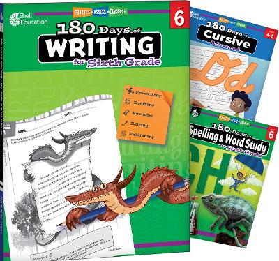 180 Days: Writing, Spelling, & Cursive Grade 6: 3-Book Set: Practice, Assess, Diagnose