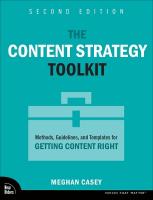 Content Strategy Toolkit: Methods, Guidelines, and Templates for Getting Content Right 2nd edition
