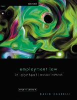 Employment Law in Context 4th Revised edition
