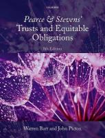 Pearce & Stevens' Trusts and Equitable Obligations 8th Revised edition