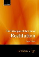 Principles of the Law of Restitution 4th Revised edition