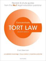 Tort Law Concentrate: Law Revision and Study Guide 7th Revised edition
