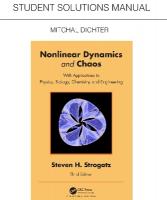 Student Solutions Manual for Non Linear Dynamics and Chaos: With Applications to Physics, Biology, Chemistry, and Engineering 3rd edition