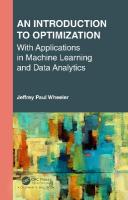 Introduction to Optimization with Applications in Machine Learning and Data  Analytics
