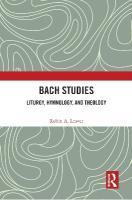 Bach Studies: Liturgy, Hymnology, and Theology