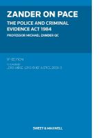 Zander on PACE: Police and Criminal Evidence Act 1984, The 9th edition