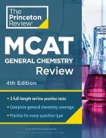 Princeton Review MCAT General Chemistry Review 4th Revised edition