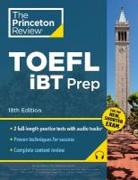 Princeton Review TOEFL iBT Prep with Audio/Listening Tracks, 18th Edition: Practice Test plus Audio plus Strategies & Review