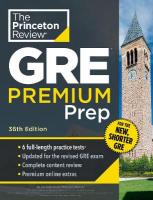 Princeton Review GRE Premium Prep, 36th Edition: 6 Practice Tests plus Review & Techniques plus Online Tools