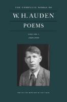 Complete Works of W. H. Auden: Poems, Volume I: 19271939