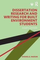 Dissertation Research and Writing for Built Environment Students 4th edition