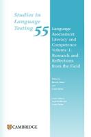 Language Assessment Literacy and Competence Volume 1: Research and  Reflections from the Field Paperback