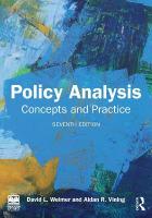 Policy Analysis: Concepts and Practice 7th edition