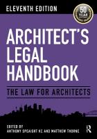 Architect's Legal Handbook: The Law for Architects 11th edition
