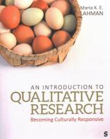 Introduction to Qualitative Research: Becoming Culturally Responsive