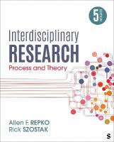 Interdisciplinary Research: Process and Theory 5th Revised edition