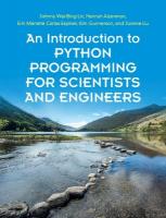 Introduction to Python Programming for Scientists and Engineers