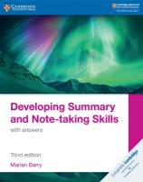 Developing Summary and Note-taking Skills with answers 3rd Revised edition