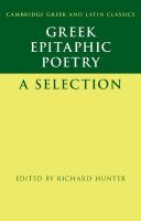 Greek Epitaphic Poetry: A Selection