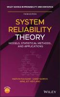 System Reliability Theory: Models, Statistical Methods, and Applications 3rd edition