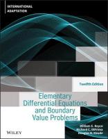 Elementary Differential Equations and Boundary Value Problems, International  Adaptation 12th edition