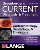 Greenberger's CURRENT Diagnosis & Treatment Gastroenterology, Hepatology, &  Endoscopy, Fourth Edition 4th edition