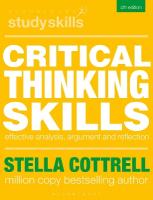 Critical Thinking Skills: Effective Analysis, Argument and Reflection 4th edition