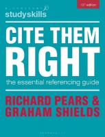 Cite Them Right: The Essential Referencing Guide 13th edition