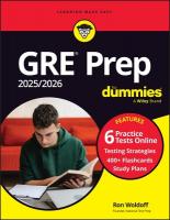 GRE Prep 2025/2026 For Dummies: Book plus 6 Practice Tests plus 400 Flashcards Online 13th edition