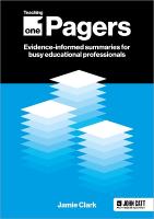 Teaching One-Pagers: Evidence-informed summaries for busy educational  professionals