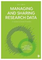 Managing and Sharing Research Data: A Guide to Good Practice 2nd Revised edition