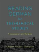 Reading German for Theological Studies  A Grammar and Reader