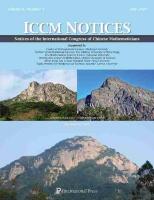 Notices of the International Congress of Chinese Mathematicians, Vol. 8, No.  1 (July 2020)