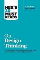 HBR's 10 Must Reads on Design Thinking (with featured article Design  Thinking By Tim Brown)
