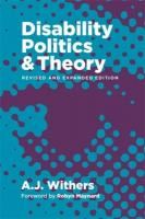 Disability Politics and Theory 2nd Revised edition