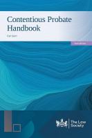 Contentious Probate Handbook: Practice and Precedents 2nd New edition