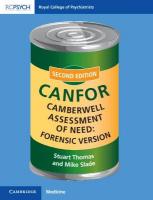 Camberwell Assessment of Need: Forensic Version: CANFOR 2nd Revised edition
